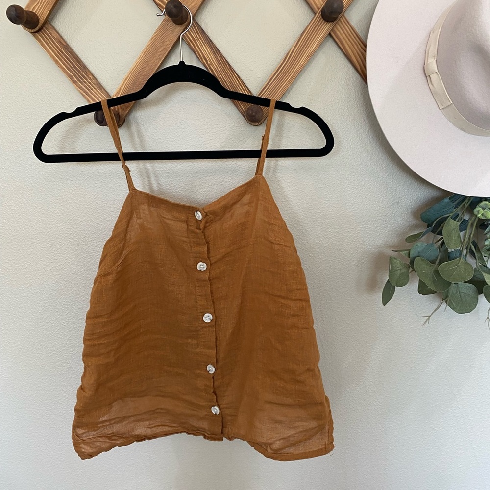Rusty Orange Button Down Tank Top